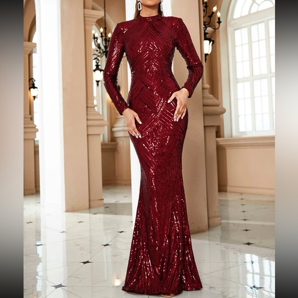 Luxe mermaid hem party wedding sequins dress